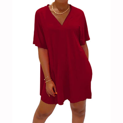 V-neck Batwing Sleeve Top & Short Sets