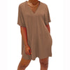 V-neck Batwing Sleeve Top & Short Sets