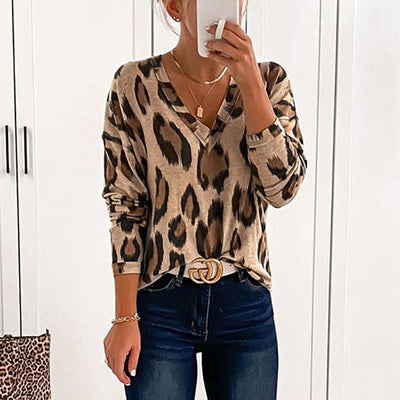 Leopard Print V Neck Top (6 Colors)