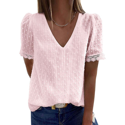 Lace V-Neck Blouse (5 Colors)