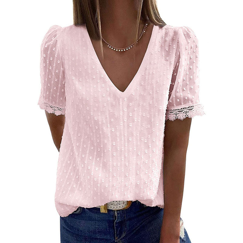 Lace V-Neck Blouse (5 Colors)