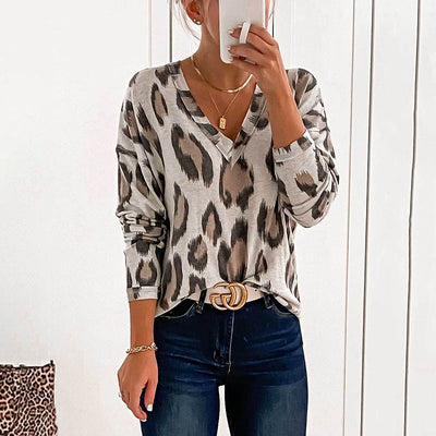 Leopard Print V Neck Top (6 Colors)