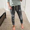 Drawstring Distressed Denim Jeans (4 Colors)