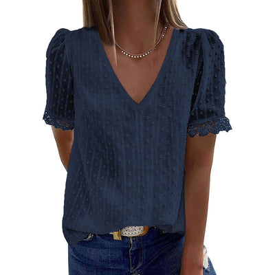 Lace V-Neck Blouse (5 Colors)