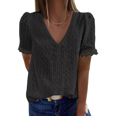 Lace V-Neck Blouse (5 Colors)