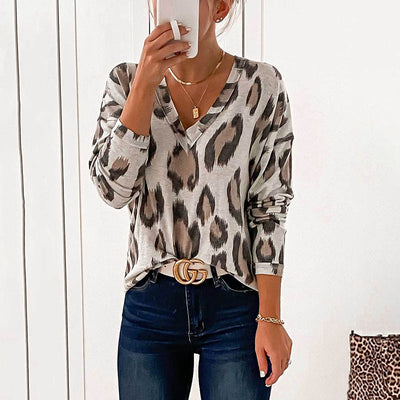 Leopard Print V Neck Top (6 Colors)