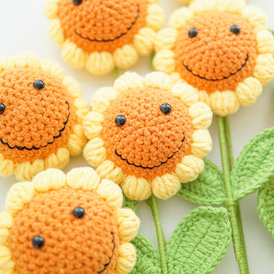 Handmade Knitted Décor Gift - Sunflower with Smiling