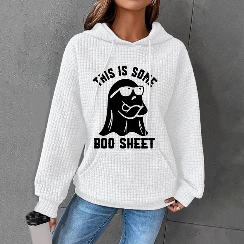 Women's Halloween This Is Some Boo Sheet Waffle Hoodie