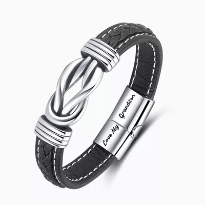 "Grandmother and Grandson Forever Linked Together" Braided Leather Bracelet - Love My Grandson