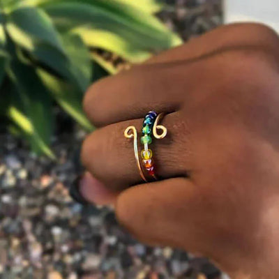 To My Daughter - Drive Away Your Anxiety Rainbow Beads Fidget Ring