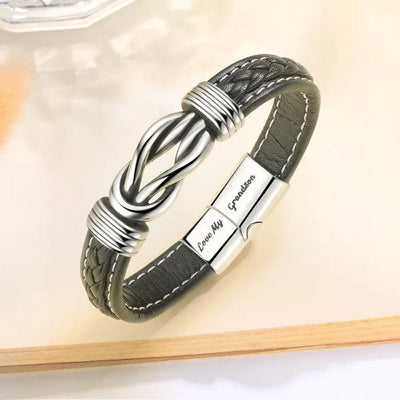 "Grandmother and Grandson Forever Linked Together" Braided Leather Bracelet - Love My Grandson