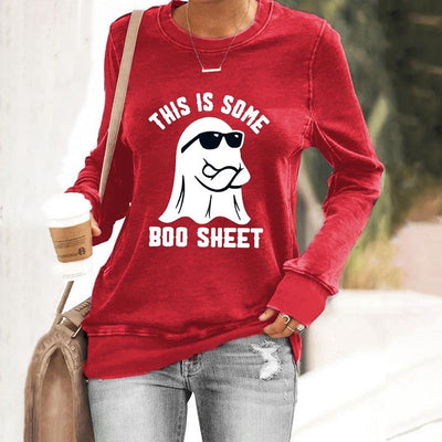 Women's Halloween This Is Some Boo Sheet Print Sweatshirt