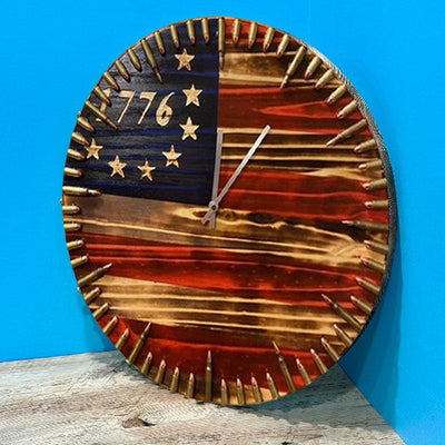 Handmade Patriotic Flag Bullet Clock