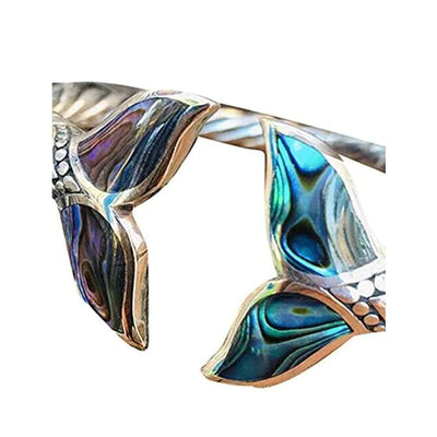 Abalone Shell and Silver Mermaid Tail SS Bangle Bracelet