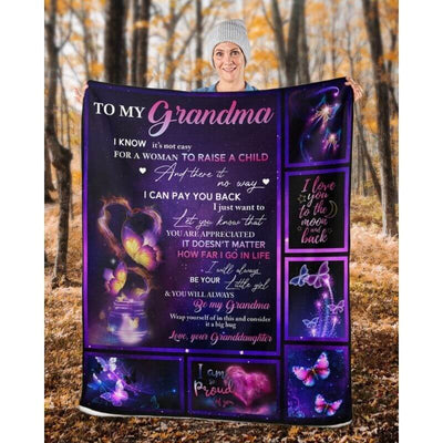 To My Grandma - From Grandddaughter - Butterfly A315 - Premium Blanket