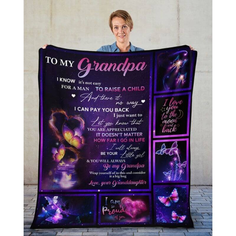 To My Grandpa - From Grandddaughter - Butterfly A315 - Premium Blanket