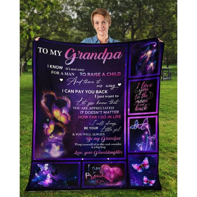 To My Grandpa - From Grandddaughter - Butterfly A315 - Premium Blanket