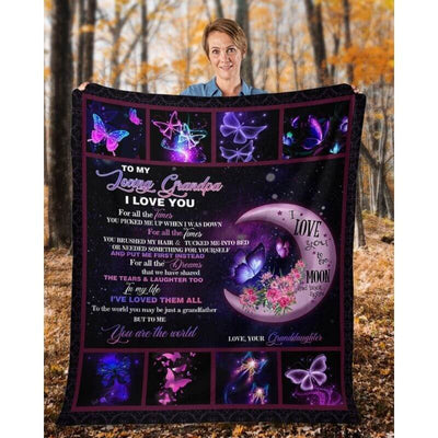 To My Grandpa - From Granddaughter - Butterfly A316 - Premium Blanket