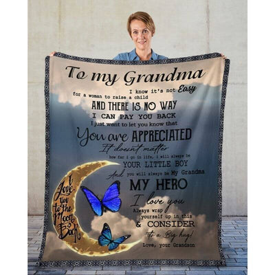 To My Grandma - From Grandson - Butterfly A314 - Premium Blanket