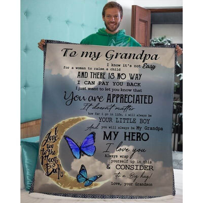 To My Grandpa - From Grandson - Butterfly A314 - Premium Blanket