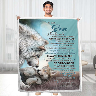 To My Son - From Dad - Wolf A246 - Premium Blanket