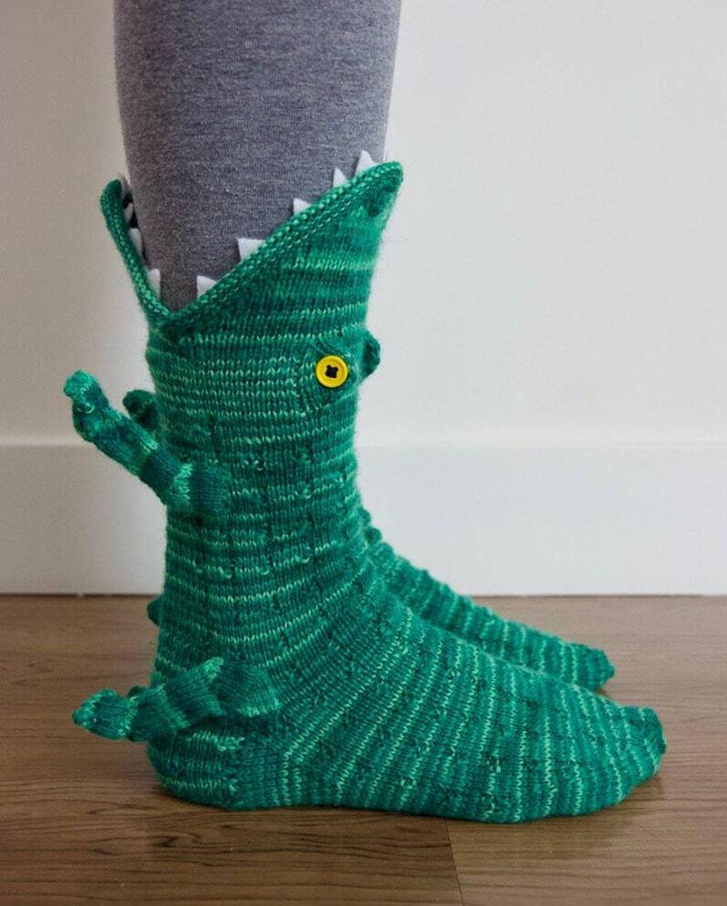 Knit Crocodile Socks