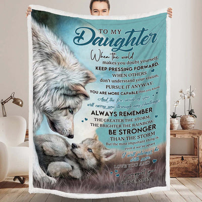 To My Daughter - From Mom - Wolf A246 - Premium Blanket