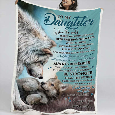 To My Daughter - From Mom - Wolf A246 - Premium Blanket