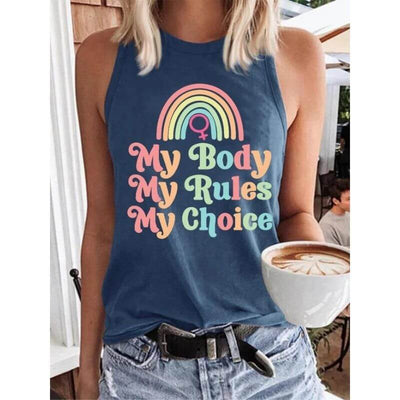 My Body My Rules My Choice Print Casual Vest