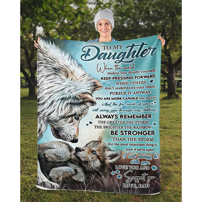 To My Daughter - From Dad - Wolf A246 - Premium Blanket