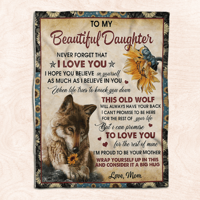 To My Daughter - From Mom - Wolf Flower A300 - Premium Blanket