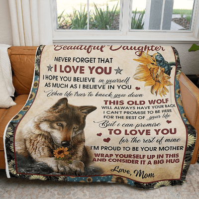 To My Daughter - From Mom - Wolf Flower A300 - Premium Blanket