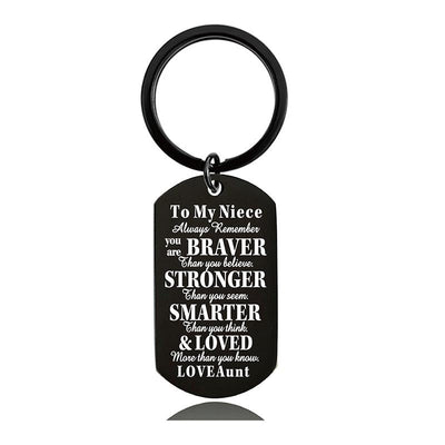 Aunt To Niece - Always Remember You Are Braver Than You Believe - Inspirational Keychain - A918