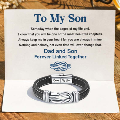 "Dad And Son Forever Linked Together" Braided Leather Bracelet - Love My Son