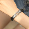 "Dad And Daughter Forever Linked Together" Braided Leather Bracelet - Forever Linked